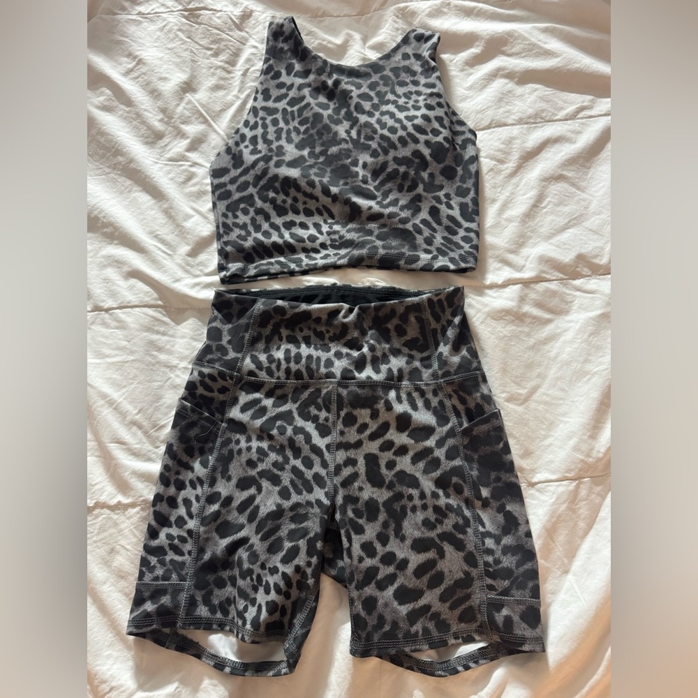 ***SOLD*** Jessica Simpson Leopard Print Crop Top and Shorts Set